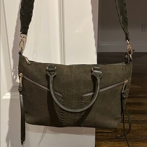 Dream Control Faux Suede & Leather Olive Green Women's Crossbody/Shoulder Bag